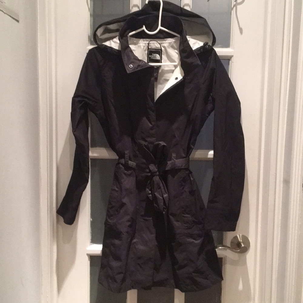 Black North Face Rain Trench Coat